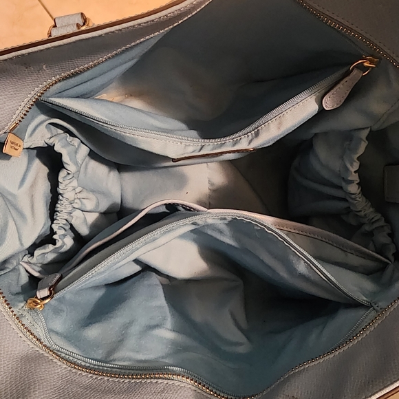 Coach baby blue large diaper bag or weekender travel bag tons of pockets! - Picture 2 of 11